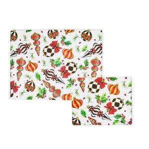 New Mackenzie-Childs Deck the Halls Glass Cutting Boards, Set of 2